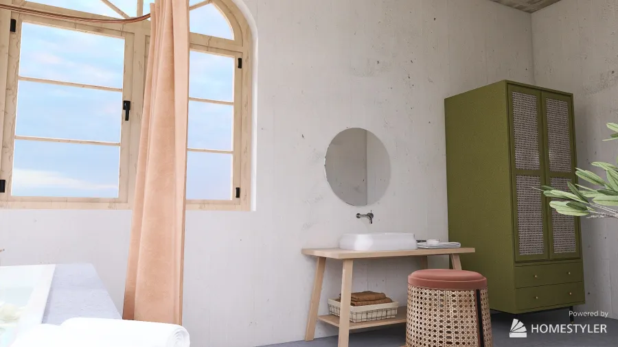 Scandinavian Bohemian Bathroom 3d design renderings
