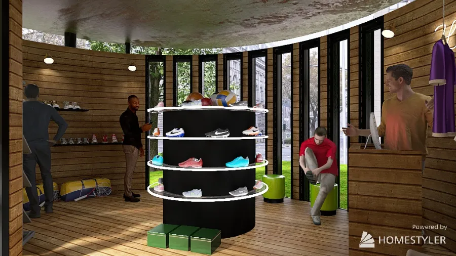 Pop-up  sport store 3d design renderings