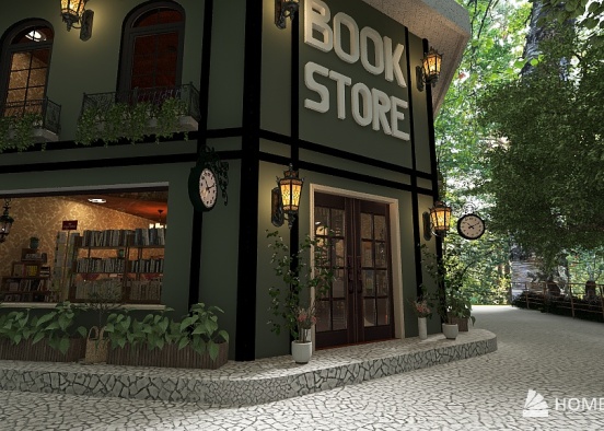 Book Store in a Fairytale town Design Rendering