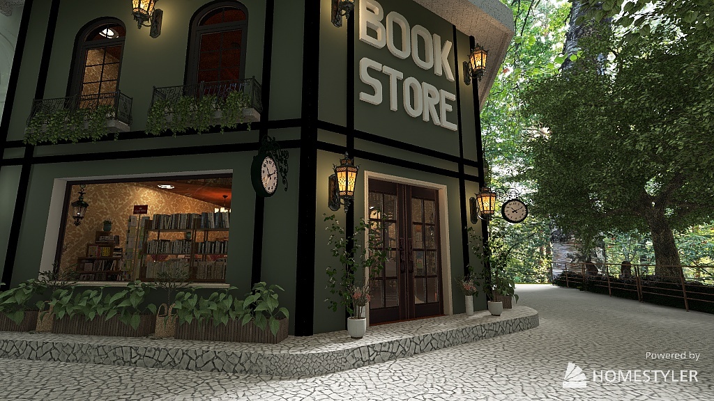 Book Store in a Fairytale town 3d design renderings