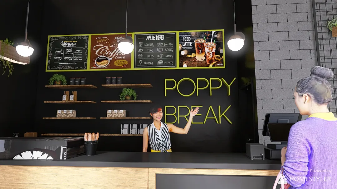 Pop Up Cafe 3d design renderings