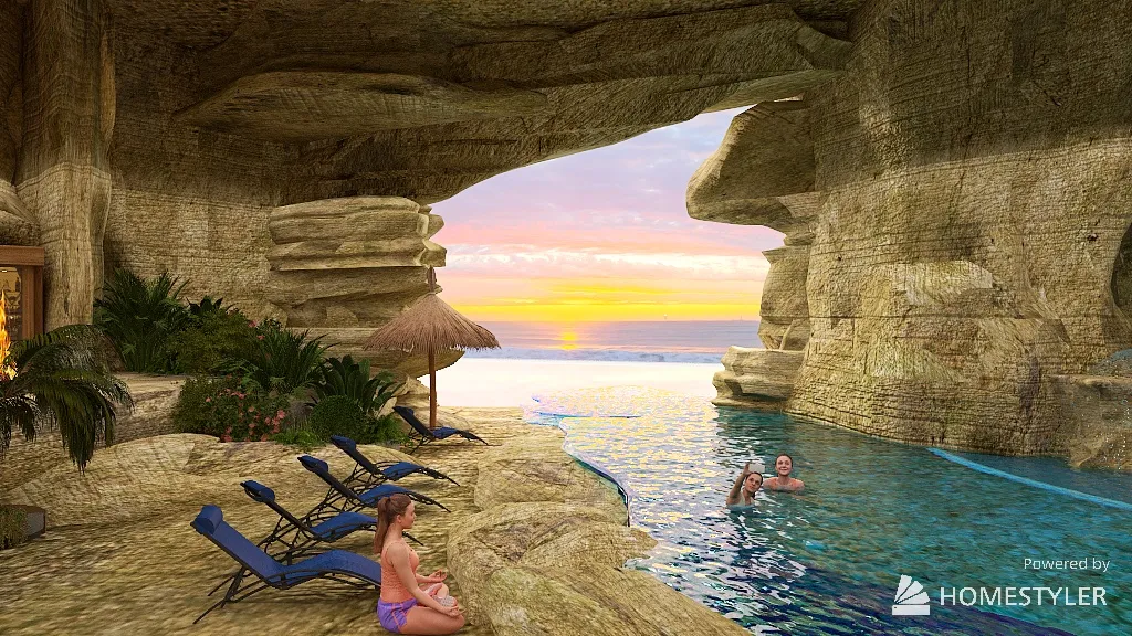 tropical cave 3d design renderings