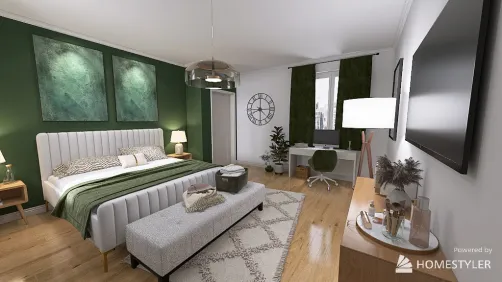 Chambre base sur les couleurs verts et crème