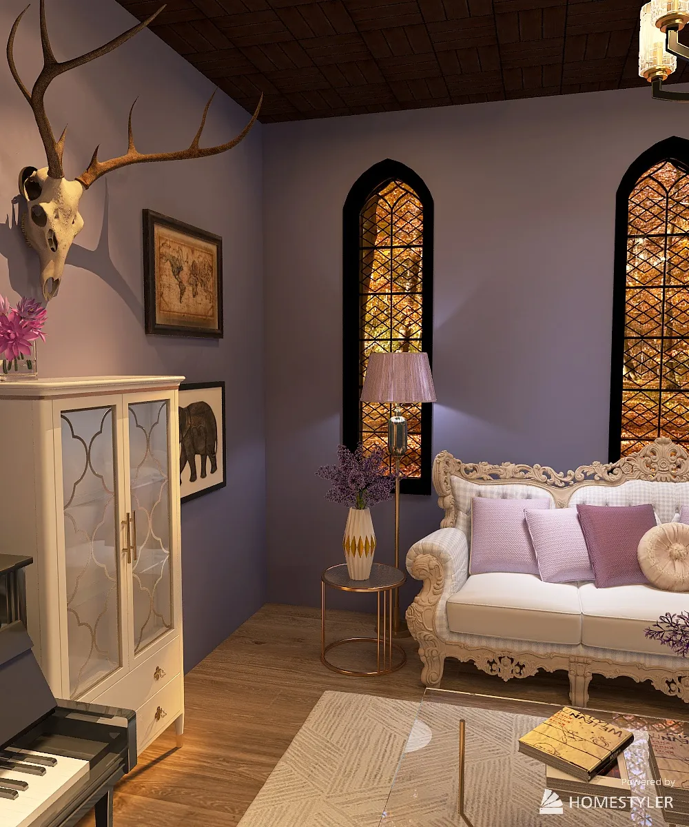 Purple Living Room Design 3d design renderings