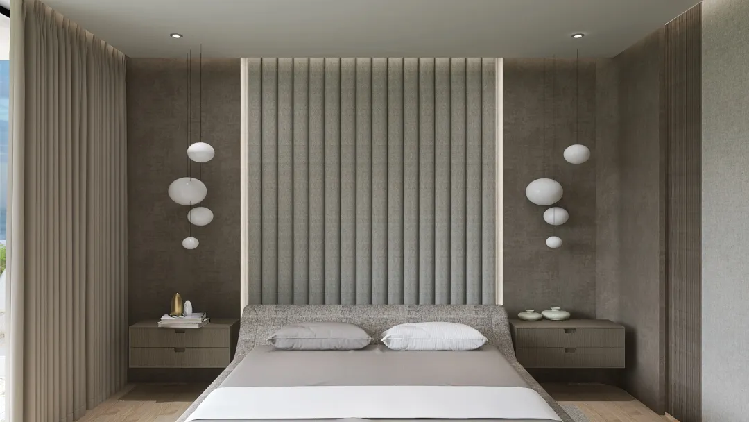 PRAME fireplace - bedroom - curtain 3d design renderings