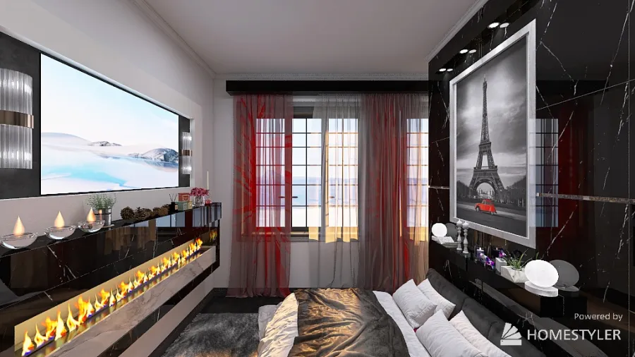 Master Bedroom with wardrobes 3d design renderings