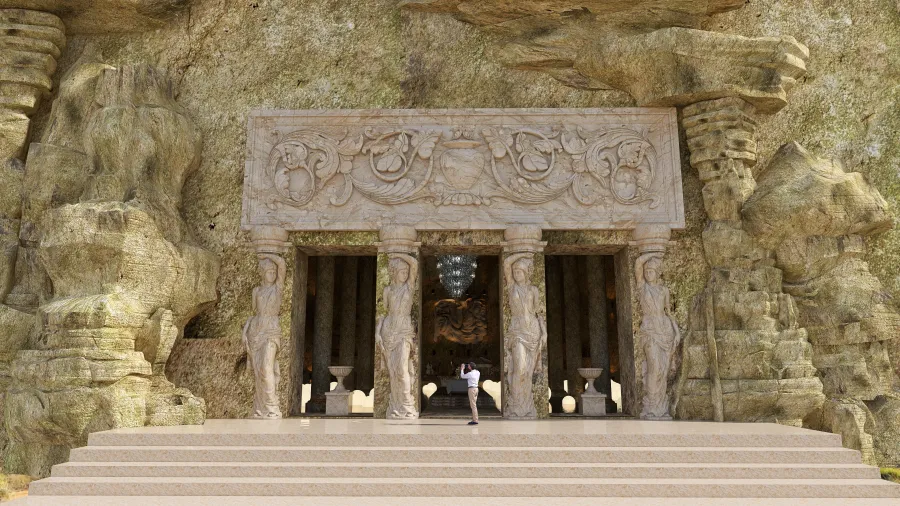 ancient antique cave 3d design renderings