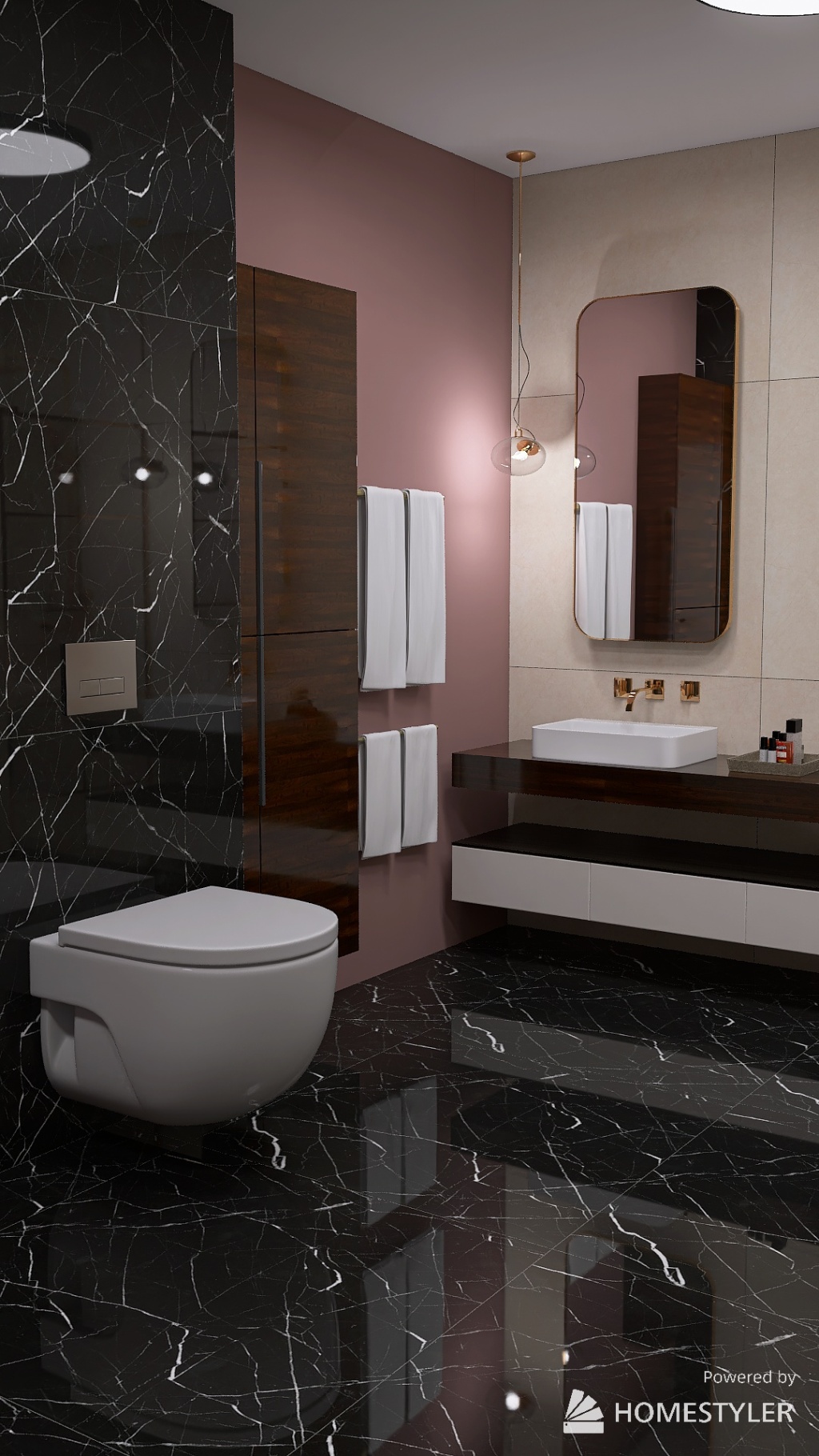 Pink bathroom 3d design renderings