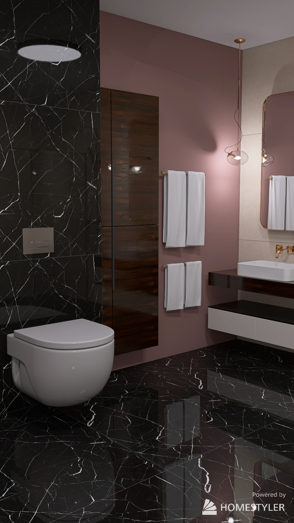 Pink bathroom 3d design renderings