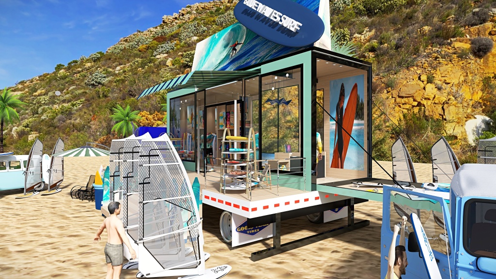 Mobile Surf Shop 3d design renderings