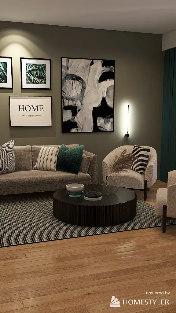Green Livingroom 3d design renderings