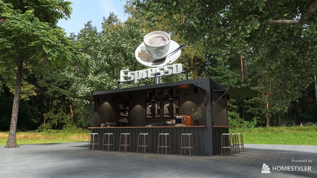 ESPRESSO POP-UP CAFE 3d design renderings