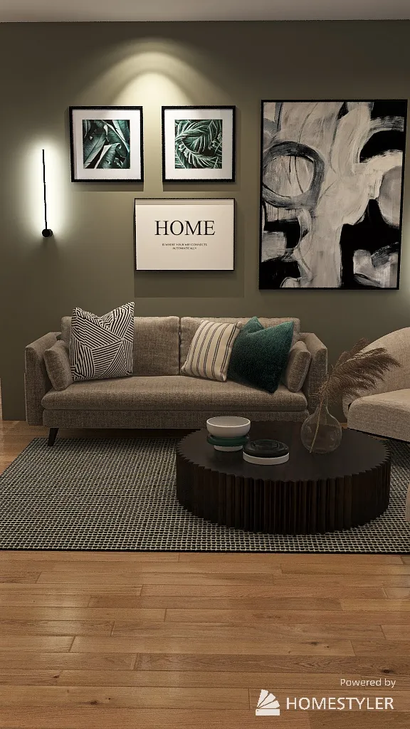 Green Livingroom 3d design renderings
