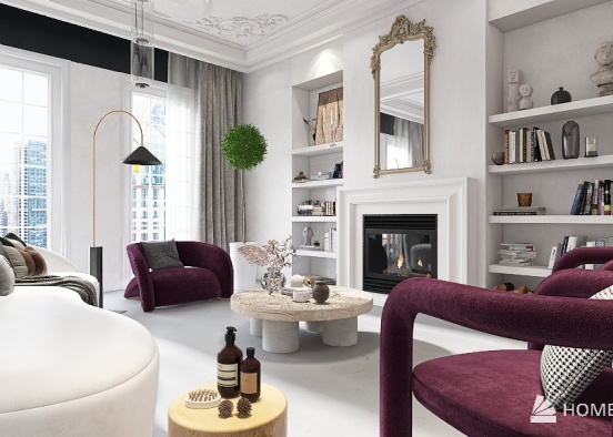 Room 1- Classic Purple and White Design Rendering