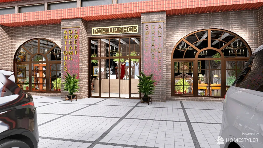 Pop-up shop - sweet dreams antiques 3d design renderings