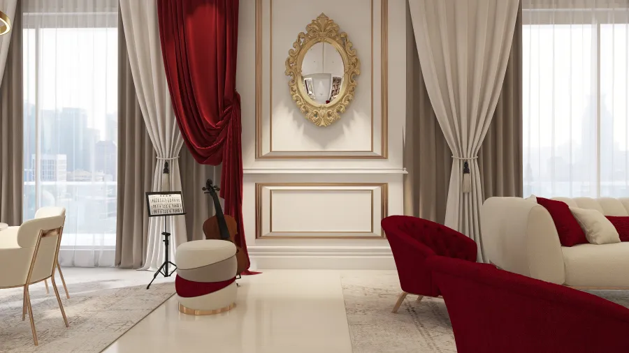 Salón magenta 3d design renderings