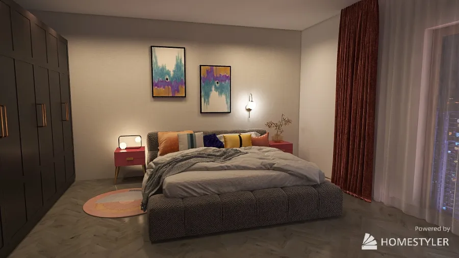Glamour Color Bedroom 3d design renderings