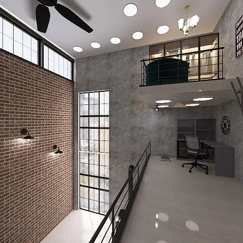 industrial style bedroom 3d design renderings