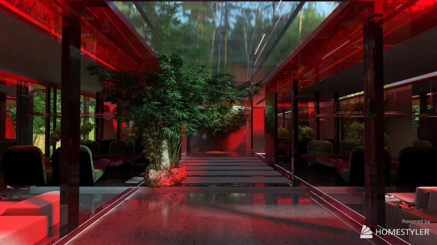 Modern Chinese Restaurant 3d design renderings