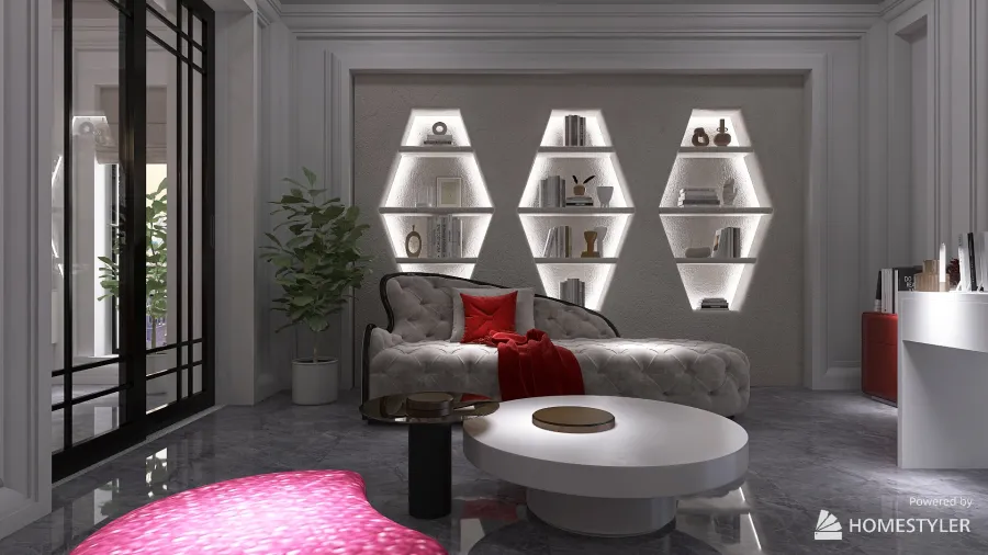 shades of magenta on white 3d design renderings