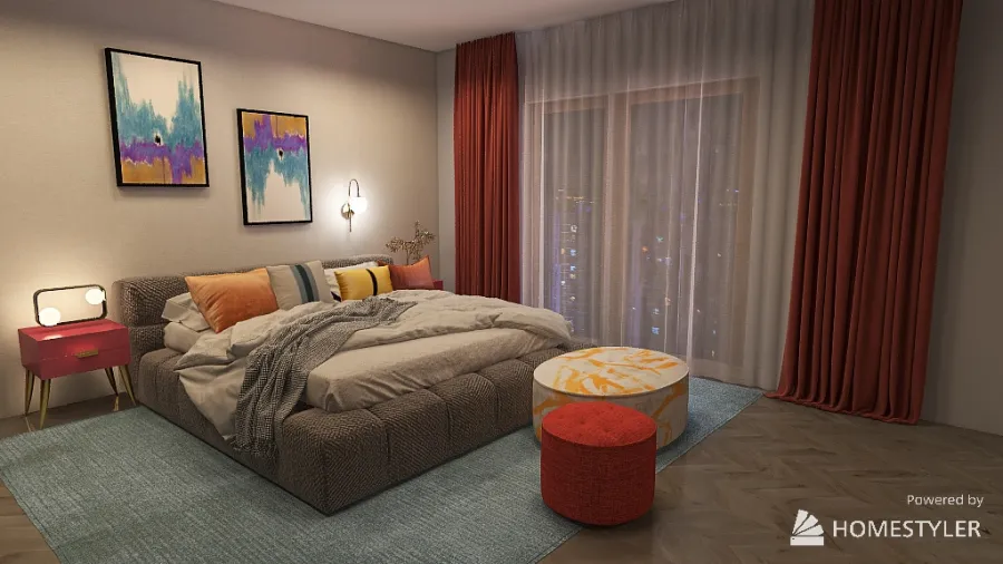 Glamour Color Bedroom 3d design renderings