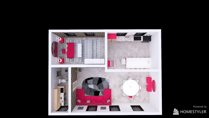 Viva Magenta Apartment 3d design picture 79.17
