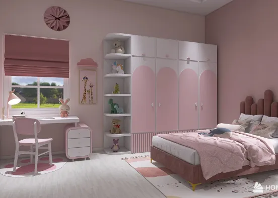Pink Bedroom for Girl Design Rendering