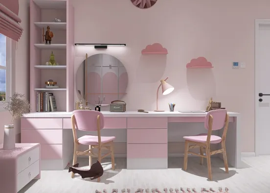 Pink Bedroom for Girl Remaja Design Rendering