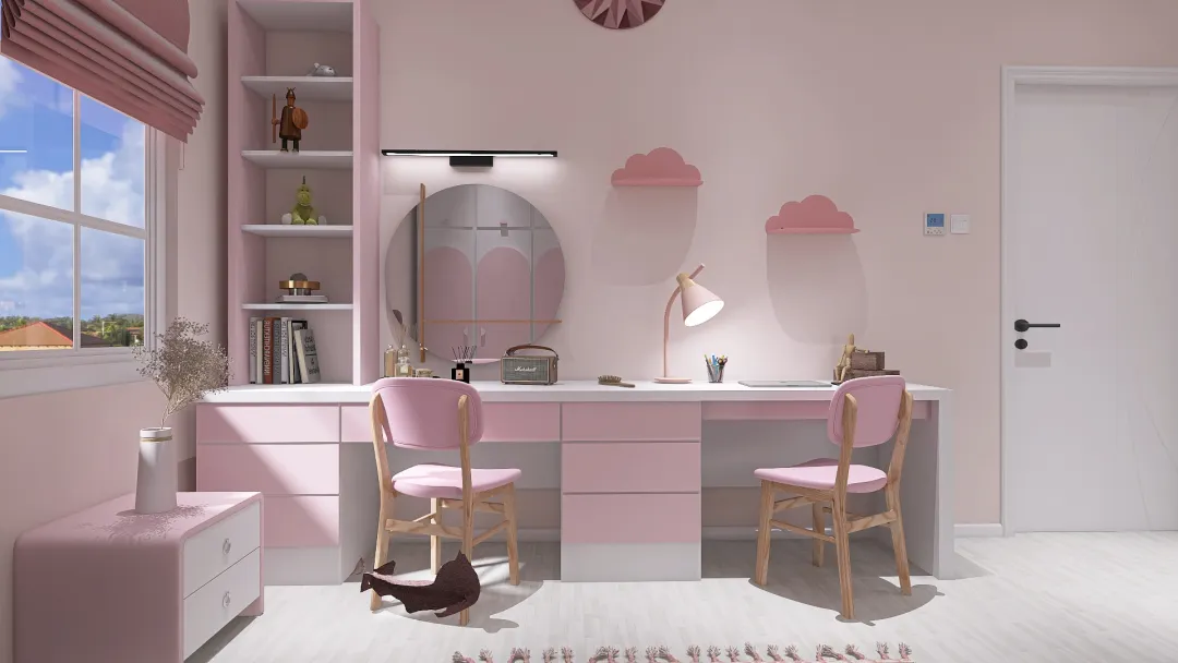Pink Bedroom for Girl Remaja 3d design renderings