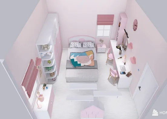 Copy of Pink Bedroom for Girl rev 2 Design Rendering