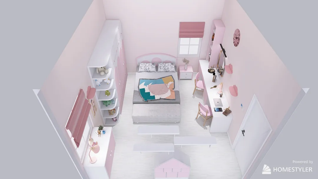 Copy of Pink Bedroom for Girl rev 2 3d design renderings