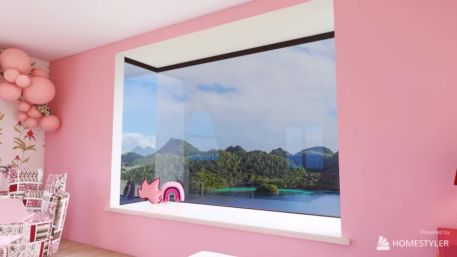 v2_Pink Bed Room 3d design renderings