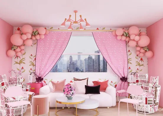 v2_Pink Bed Room Design Rendering