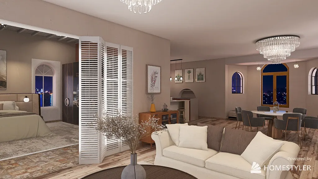 Bohemian Vibe Room Airbnb 3d design renderings
