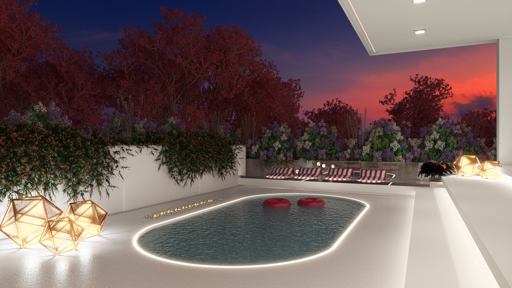 Pool  & Lounge 3d design renderings