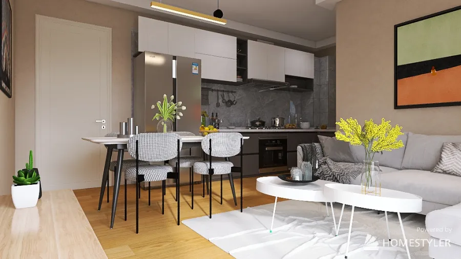 Abitazione_ Cucina - Soggiorno 3d design renderings