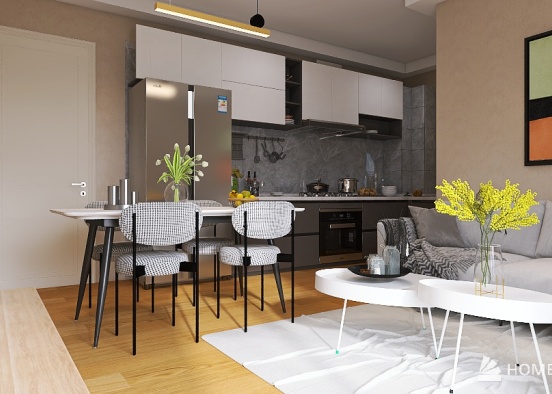 Abitazione_ Cucina - Soggiorno  Design Rendering