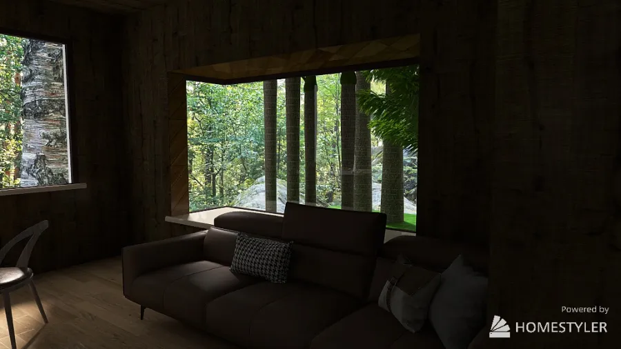 Cozy wood cabin 3d design renderings