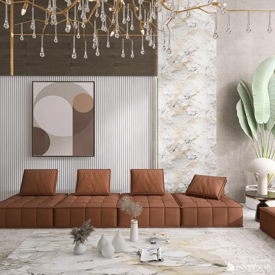 RUSTIC MODERN LUXURY LIVING ROOM 3d design renderings