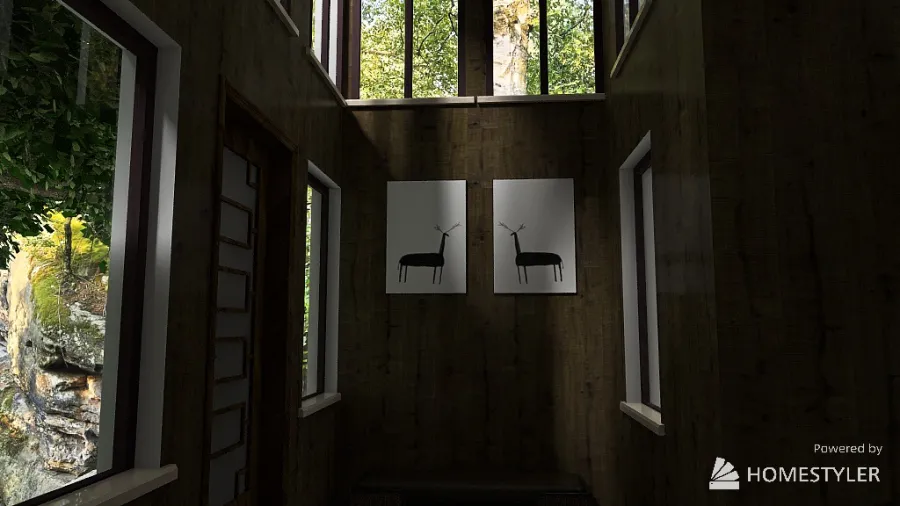Cozy wood cabin 3d design renderings