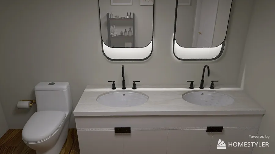 1 Bedroom 2 Bathroom Apartment 3d design renderings