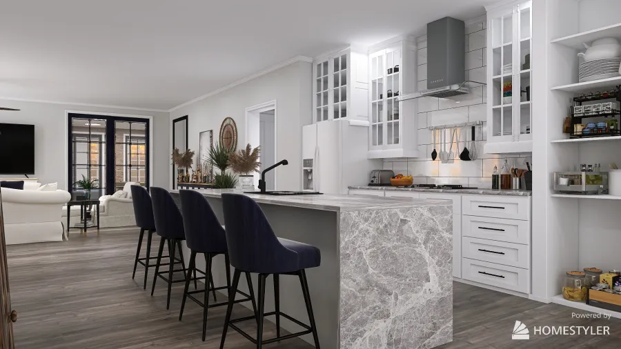 Kitchen/Living 3d design renderings