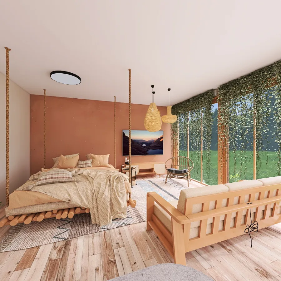 Bohemian One Room House 3d design renderings