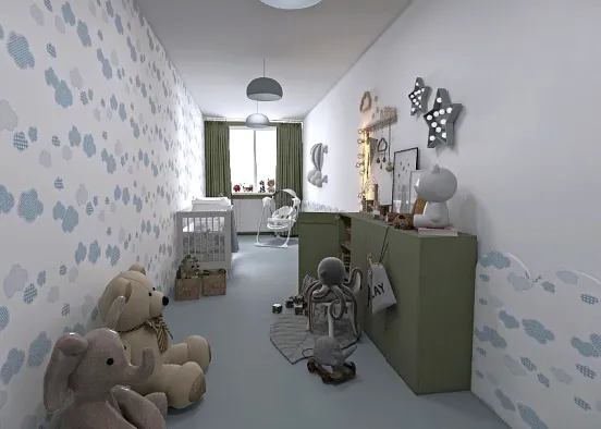 Narrow baby room Design Rendering
