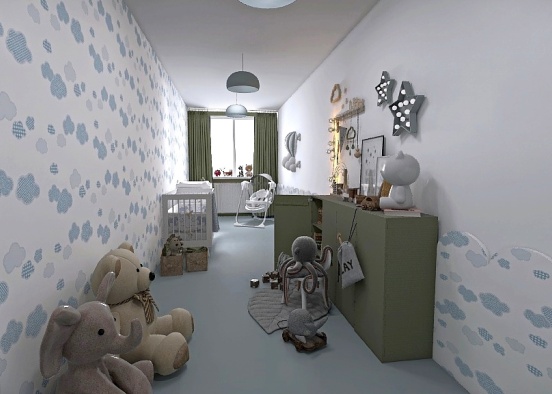 Narrow baby room Design Rendering