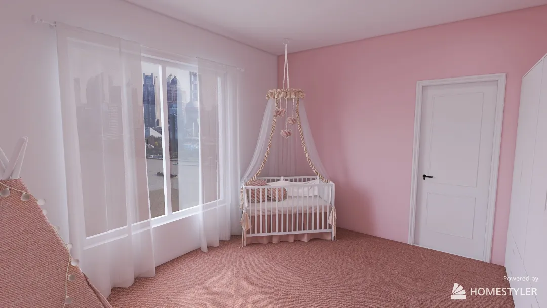 sweet pink newborn's room 3d design renderings