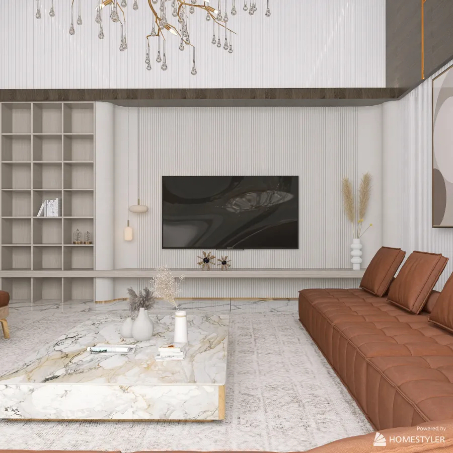 RUSTIC MODERN LUXURY LIVING ROOM 3d design renderings