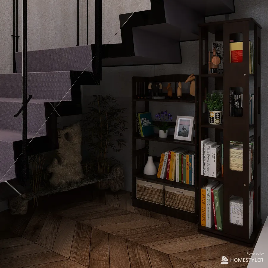 Living Room and Hall 3d design renderings