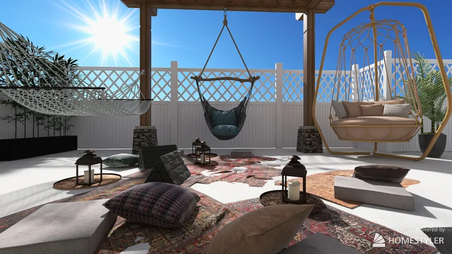 Cozy Bohemian Home 3d design renderings