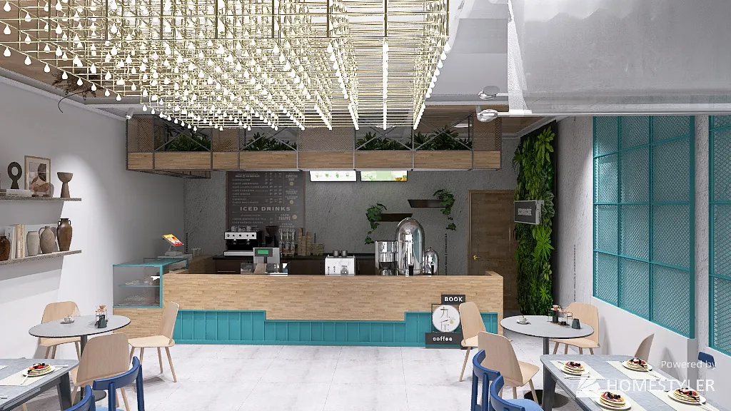 juice cafe 3d design renderings